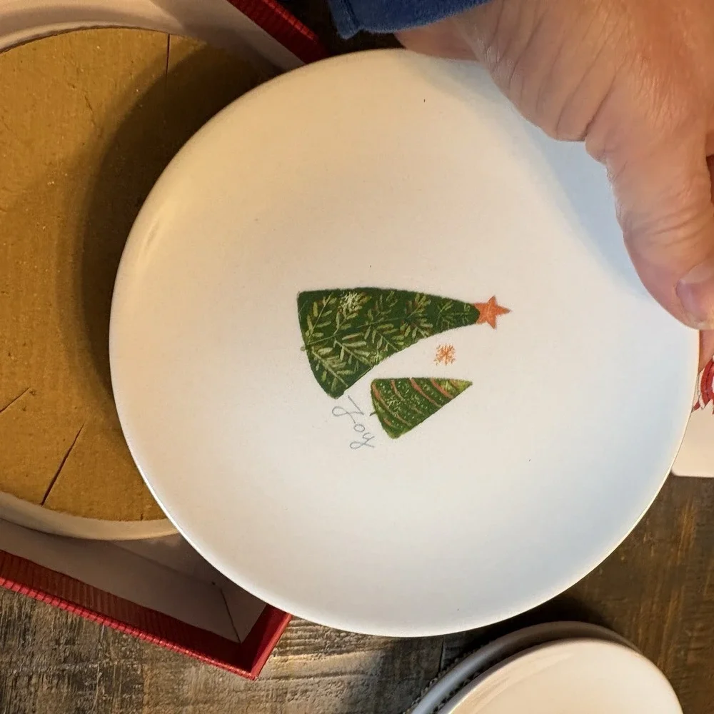 Pier 1 Imports Holiday Appetizer Plates Set Four Christmas Santa Snowman